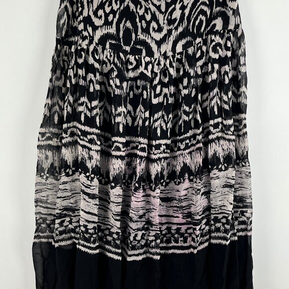 Nine West Flare Skirt Size 6 Elastic Waist 28in Black Gray Pull On Lined Silk - Picture 6 of 9